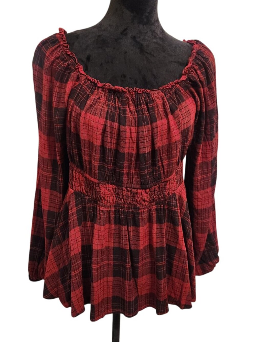 Torrid Red & Black On/Off The Shoulder Blouse Torrid Size 2